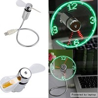 Qingsun USB LED Clock Fan Mini Flexible Time with LED Light Cool Gadget Real Time Display Function - B01KTN6GA0